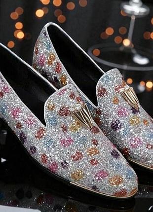 Кожаные блестящие туфли лоферы wolf.valley