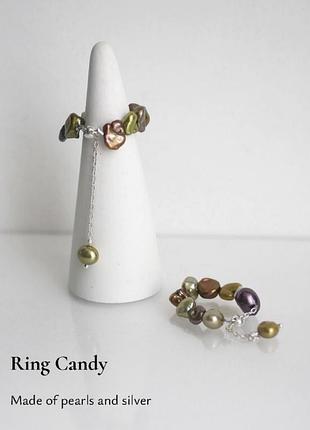 Каблучка з перлів, український бренд lynina, ring candy