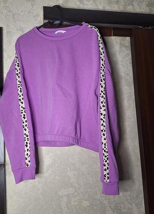 Укорочений світшот з вставками леопарда теплий