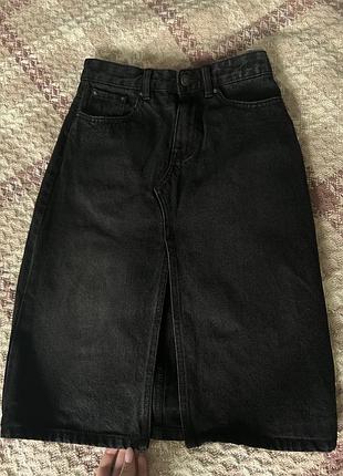 Джинсова чорна спідниця