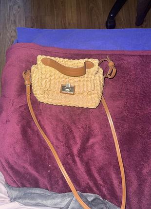 Соломʼяна сумочка zara