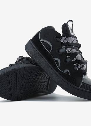 Lanvin curb sneakers black grey reflective   арт 18004