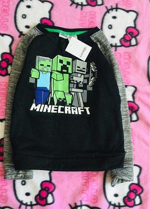 9-10 рок. george свитшот minecraft на флисе и реглан "вафля" толстовка, кофта. актуальный принт. новые с бирками свитшот minecraft длина 49; пог 40;