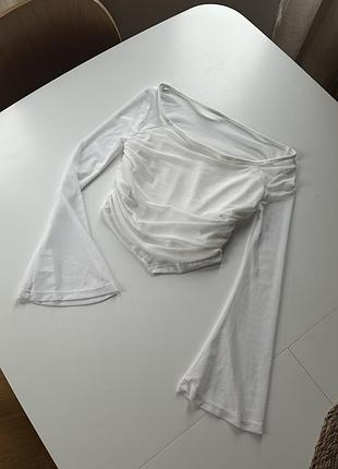 Біла кофтинка топ  сітка стрейч розмір xs - xxs 34 - 32