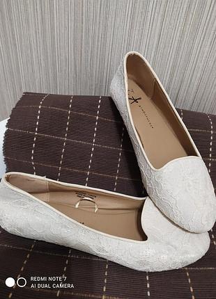 Туфли балетки белые "сетные" 38