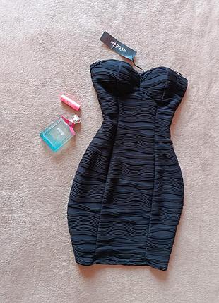 Шикарное качественное эластичное платье бюстье с открытыми плечами morgan