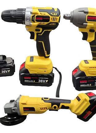 Набор гайковерт шуруповерт болгарка 25 в boxer bx-189 набор аккумуляторного инструмента