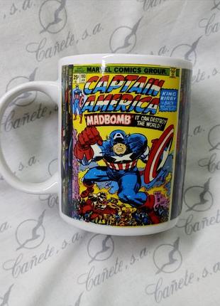 Коллекционная керамическая чашка captain america marvel объем 320 мл