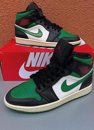 Оригінальні високі чоловічі шкіряні  кросівки nike jordan 1 mid 42 розмір 27 см