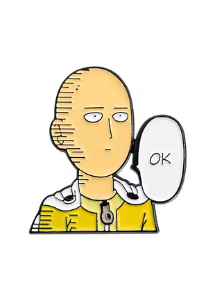 Металевий аніме значок one punch man anime ванпанчмен брошка сайтама лисий супергерой onepunchman saitama ok