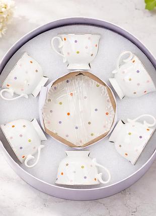 Набор чайный на 6 персон в подарочной коробке (6 чашек + 6 тарелок)