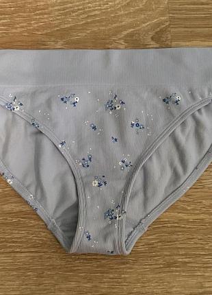 Розкішні, трусики, в рубчик, в ніжно блакитному кольорі, з гарним принтом, з квітами, від бренду: george