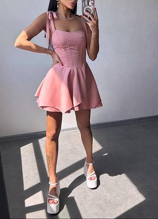 ❗ексклюзив❗атласна корсетна святкова сукня зі шнурівкою на спині і пишною подвійною спідницею