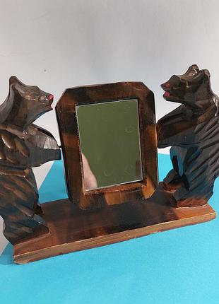 Зеркало,  винтажное,  ссср,  резьба, дерево