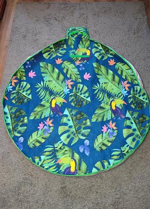 Яркий коврик для пикника и пляжа с туканами (водонепроницаемый)