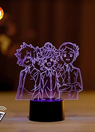 3d-нічник "емма, норман,рей" (увачне зображення) +пульт дк + мережевий адаптер + батарейки (3ааа) 3dtoyslamp