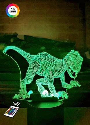 3d-нічник "монолофозавр" (волічне зображення) + пульт дк + мережевий адаптер + батарейки (3ааа) 3dtoyslamp