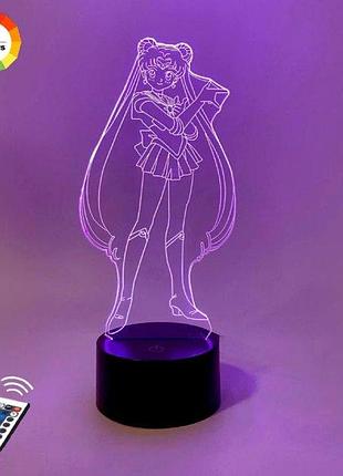 3d ночник "сейлор мун" (увеличенное изображение) + пульт ду + сетевой адаптер + батарейки (3ааа) 3dtoyslamp