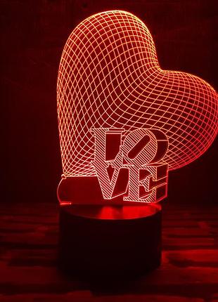 Змінна пластина для 3d світильників "серце love" 3dtoyslamp