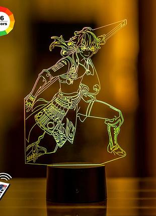3d-нічник genshin impact "тома" (уваличенне зображення)+ мережевий адаптер + батарейки (3ааа) 3dtoyslamp