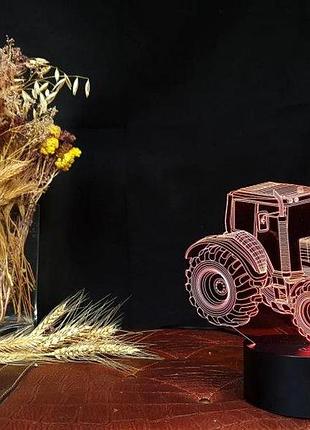 3d нічник "трактор" (волічне зображення) + пульт дк + мережевий адаптер + батарейки (3ааа) 3dtoyslamp