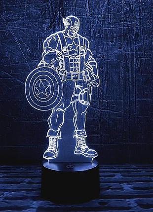 Сменная пластина для 3d ночника "капитан америка 1" 3dtoyslamp