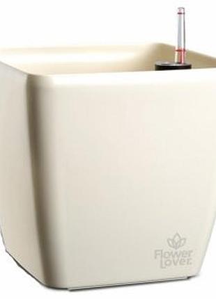 Вазон с системой автополива quadrato flower lover 18x18x17 белый глянцевый