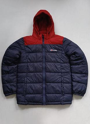 Berghaus men's puffer jacket insulated hooded full zip navy blue/red