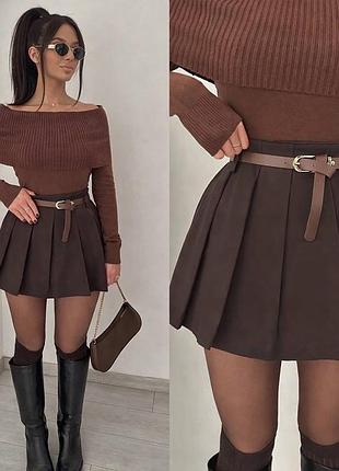 Шорти спідниця на весну красива міні спідниця бордові шорти бордо шорти бургунді спільниця бордо шоколадні шорти шоколад спідниця шоколад