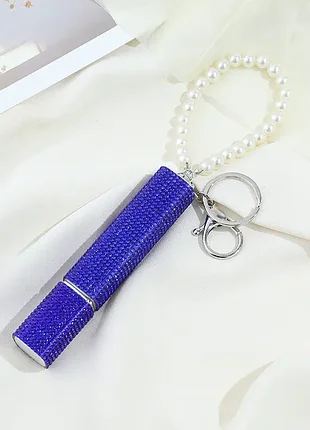 Флакон для парфюма в цвете сапфир с прядкой жемчужины