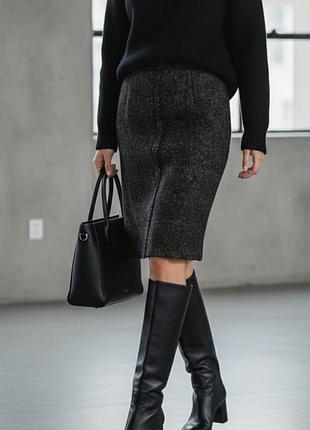Теплая твидовая юбка zara. миди юбка. размер м
