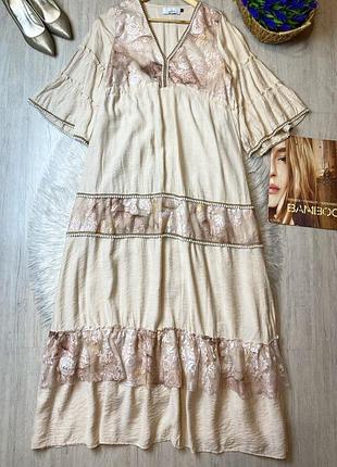 Довга сукня волан /ярусна / плаття /стан нової