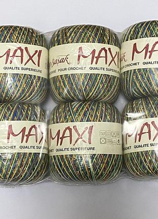 Пряжа altin basak maxi, набор 6 мотков, 100% мерсеризованный хлопок, мультиколор