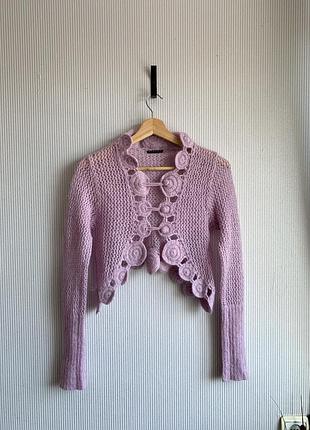 В'язана кофта топ кроше кардиган болеро мохер