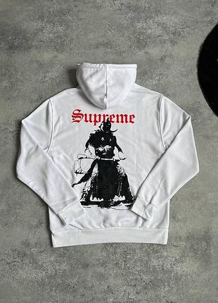 Біле худі супрім з капюшоном