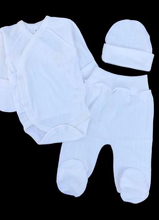 Комплект 3в1: боді, повзунки, шапочка "стиль", інтерлок тм "ua" (56 см)