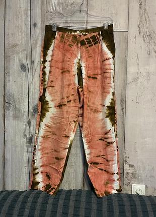 Широкі бавовняні штани з принтом тай-дай