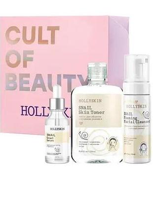 Подарочный набор косметики по уходу за лицом hollyskin snail smart basic care