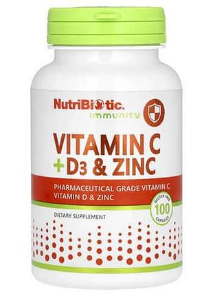 Nutribiotic vitamin c + d3 & zinc 100 капсул