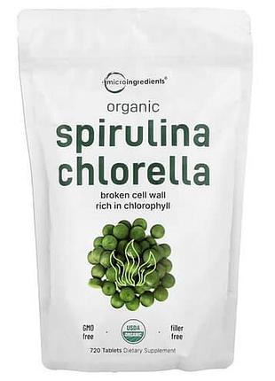 Micro ingredients organic spirulina chlorella 720 таблеток
