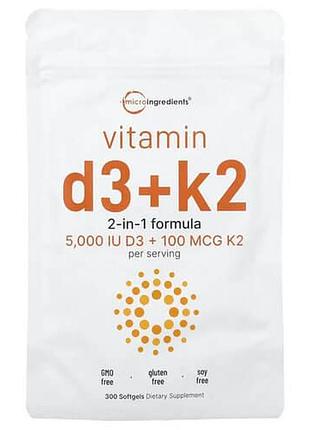 Micro ingredients vitamin d3 + k2 5000iu/100mcg 300 жидких капсул