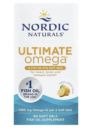 Nordic naturals ultimate omega lemon 1280 mg 60 жидких капсул