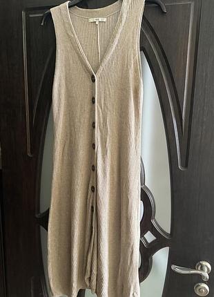 Розкішний, сарафанчик, з спереду, на гудзиках, в рубчик, в тілесному кольорі, від дорогого бренду: next