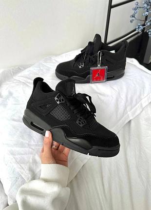 😍 женские кроссовки nike air jordan retro 4 | black cat premium 💙 (3)