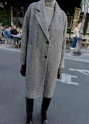 Пальто zara, пальто в ялинку zara, тепле пальто zara