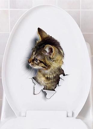 Наклейка виниловая на шкаф на туалет кот 26*17 см
