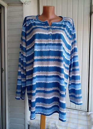 Красивая трикотажная блуза рубашка туника большого размера мега батал