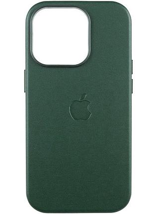 Кожаный чехол leather case (aaa) with magsafe and animation для apple iphone 16 pro (6.3") green