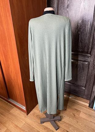 Довгий кардиган в рубчик new look s/36 оливкового кольору