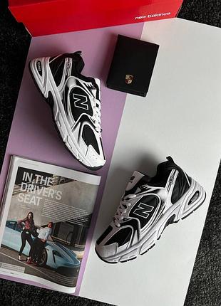 Женские кожаные кроссовки new balance 530 black white